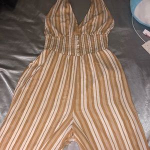 American Eagle Striped Halter Jumpsuit
